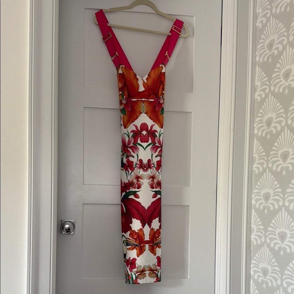 Ted Baker Floral Pink and Red Women's Cocktail Dress